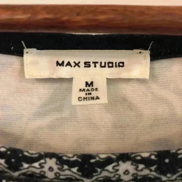 Max Studio Ladies Black Floral Stretch Dress 3/4 sleeves size Medium - Picture 3 of 6